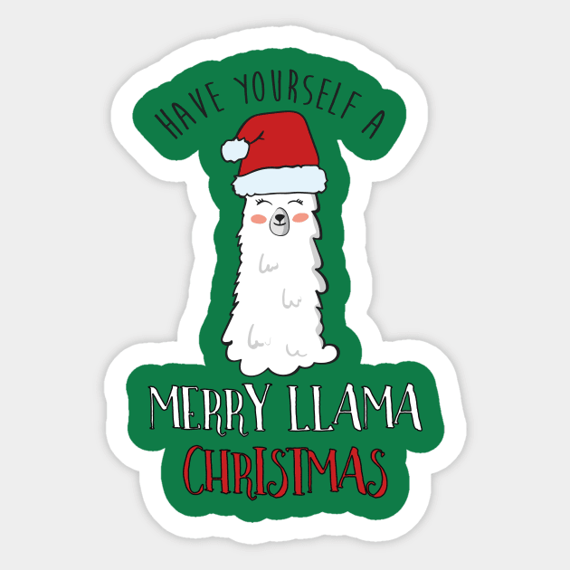 Have A Merry Llama Christmas, Funny Llama Christmas Sticker by Dreamy Panda Designs